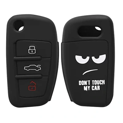 Immagine di kwmobile Custodia Coprichiave Compatibile con Audi 3 tasti pieghevole Cover Copritelecomando Chiave Auto Copri Chiavi Macchina Don&#039;t touch my Car