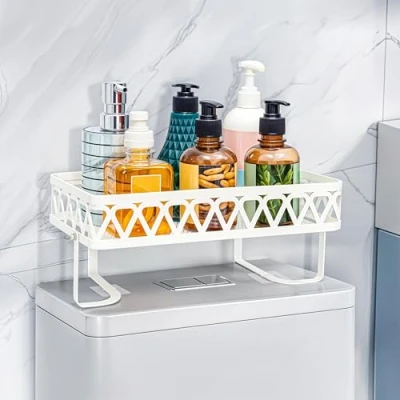Immagine di Belle Vous Organizer Bagno Cucina Portaoggetti Doccia in Acciaio Inox Porta Detersivi Salvaspazio Mensola Lavabo per il Ripiano Salva Spazio Bianco