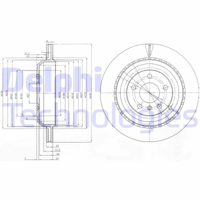 Immagine di DELPHI BG4030 Disco freno 330 22 5 ventilato Oleato non trattato senza cuscinetto ruota, anello sensore ABS MERCEDES BENZ: Classe ML, R