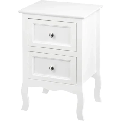Immagine di WOLTU Comodino Shabby Chic Bianco con Due Cassetti per Camera da Letto Notte in MDF 40x30x60cm TS119ws