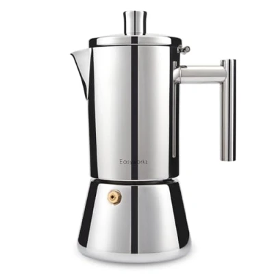 Immagine di Easyworkz Diego Caffettiera Macchina per Espresso Italiana in Acciaio Inox 6 Tazze, 300 ml, fornello