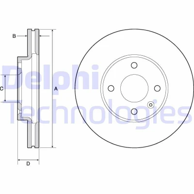 Immagine di DELPHI BG4671C Disco freno 256 24 4 ventilato rivestito non trattato senza cuscinetto ruota, anello sensore ABS CHEVROLET: Aveo Hatchback