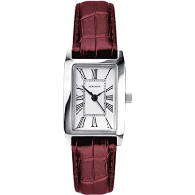 Immagine di Sekonda Orologio classico da donna al quarzo con display analogico bianco e Cinturino bordeaux 40343,
