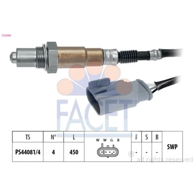 Immagine di FACET 10.8380 Sonda lambda riscaldato, planare, Filettatura prelubrificata 4 JEEP: Renegade SUV, FIAT: 500X