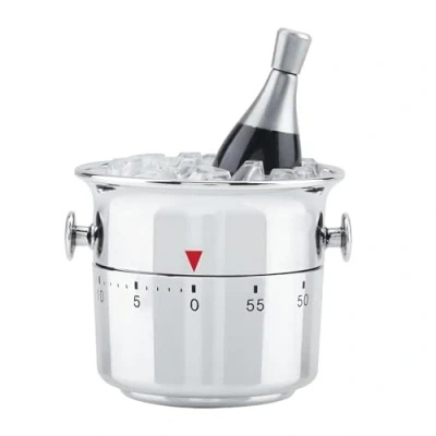 Immagine di timer da cucina in acciaio inox 60 minuti con di sollevamento meccanico, argento