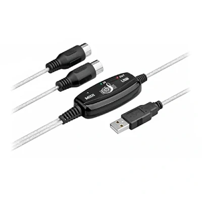 Immagine di B60S cavo adattatore midi, convertitore per interfaccia USB, da PC a tastiera, 5 poli, In Out (non modificare), strumento musicale, PC, laptop, lunghezza del cavo: 2 m