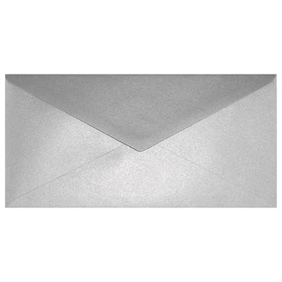 Immagine di Netuno 25 buste lettere argento perlato formato DL 220x 110 mm 120g Aster Metallic Silver colorate lunghe effetto madreperla per matrimoni inviti di nozze feste compleanno fidanzamento