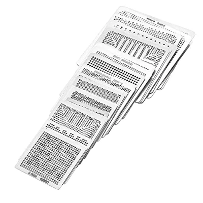 Immagine di BGA Reballing Stencils Alta Precisione 33pcs Universale Rework Net Stencil Modello In Acciaio Maglia Direttamente Kit di Gioco Calore per Saldatura Palla