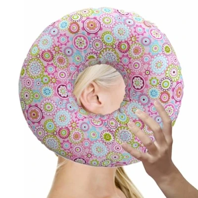 Immagine di Aicharynic Piercing cuscino con foro, per orecchio, contro il mal d&#039;orecchio, ciambella, collo chi dorme sul fianco, a