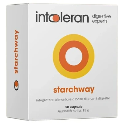 Immagine di Intoleran Starchway Enzimi Digestivi 50 capsule Invertasi e Gluco Amilasi per l&#039;amido saccarosio Vegano Low FODMAP