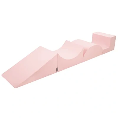 Immagine di KiddyMoon Area di Gioco in Schiuma Percorso A Ostacoli per Bambini, Elemento Cuneo/Rampa/Meta Rullo/Gradini, Rosa