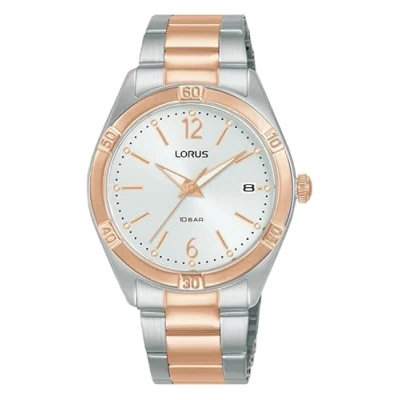 Immagine di Lorus Orologio analogico al quarzo da donna con bracciale in acciaio inossidabile, Argento/Oro Rosa RH982QX9