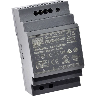 Immagine di Mean Well HDR 60 12 Alimentatore per guida DIN V/DC 4.5 A 54 W Num. uscite:1 x Contenuto 1 pz.