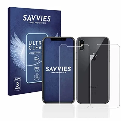 Immagine di savvies (6 Pezzi Pellicola Protettiva per Apple iPhone X/Xs (Anteriore + Posteriore) Protezione Schermo Trasparente