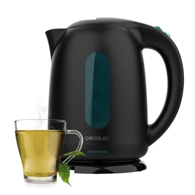 Immagine di Cecotec Bollitore Thermosense 180 Black elettrico da 1,7 litri, senza BPA, con 2200 W di potenza per un riscaldamento rapido ed efficiente.