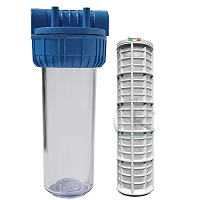 Immagine di WK Contenitore Filtro 10&quot; 3/4&quot; Tipo 3 Pezzi Staffabili con Cartuccia in Nylon lavabile e riutilizzabile Made Italy Struttura Robusta Versatile per Filtrazione dell&#039;Acqua