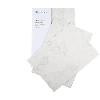 Immagine di Betterpress® 50 fogli di carta marmorizzata camoscio, 120 g, formato A4, su entrambi i lati alta qualità, ideale come menù, certificato e
