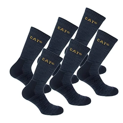 Immagine di Caterpillar Boot Socks 6 Paia di calze in cotone elasticizzato, punta e tallone rinforzati, adatte per stivali (Blu, 43 46)