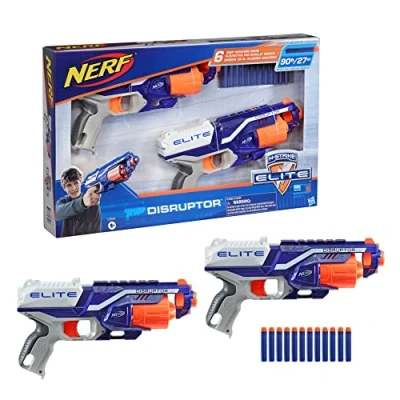 Immagine di Nerf Elite Disruptor confezione da 2, 2 blaster Disruptor, 12 dardi Elite, tamburo rotante 6
