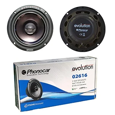 Immagine di 2 ALTOPARLANTI PHONOCAR EVOLUTION 02616 coassiali vie da 16,5 cm 165 mm 6,5&quot; di diametro 50 watt rms e 120 max 4 ohm 92 db spl auto, a coppia