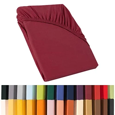 Immagine di CelinaTex Relax Lenzuola ad Angoli Elastici, Cotone, Bordeaux, 180 x 200 220 cm