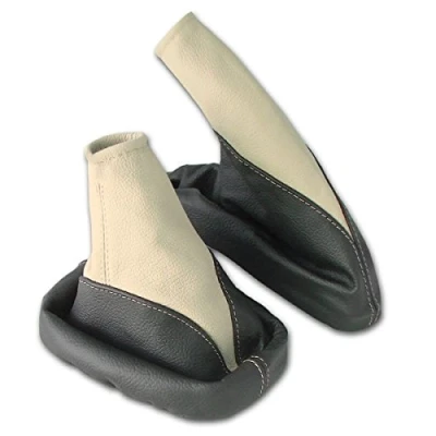 Immagine di L &amp; P Car Design L&amp;P A099 4 Set cuffia leva cambio e freno a mano per Astra G vera pelle nero beige