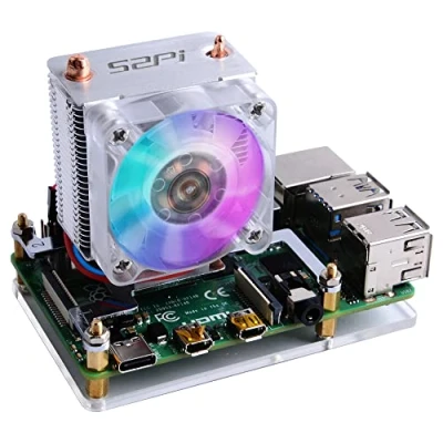Immagine di GeeekPi Ice Tower Ventola di Raffreddamento CPU Fan per Raspberry Pi 4 Modello B &amp; 3B + e 3 B(Transparente)