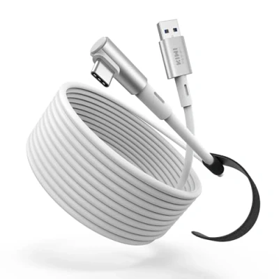 Immagine di KIWI design Cavo Link 5M Compatibile con Meta Quest 3S/Quest 3 Accessori, 2/Pro/Pico 4 PC Steam VR, USB 3.0 Cable 5Gbps Super Velocità (Bianco)