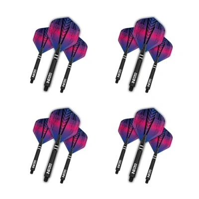 Immagine di RED DRAGON Dart Flight And Stems Combo Arcobaleno 4 Set di Voli Standard e Gambo per Nitrotech Medio