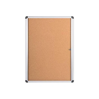 Immagine di Bi Office Bacheca Enclore Extra in Sughero, Con Anta Battente Per Interni Alluminio, Verticale 9 x A4