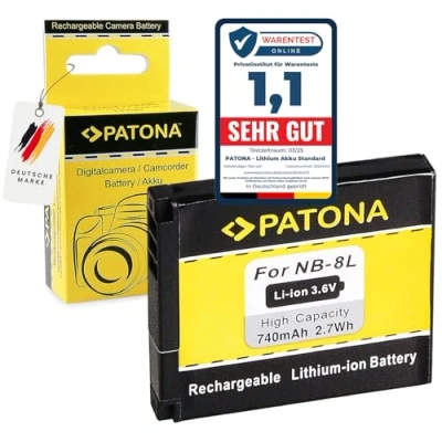 Immagine di PATONA Batteria Ricambio per Canon NB 8L NB8L Batterie Compatibile con PowerShot A2200, A3000 IS, A3100 A3150 A3200 A3300 A3350 IS