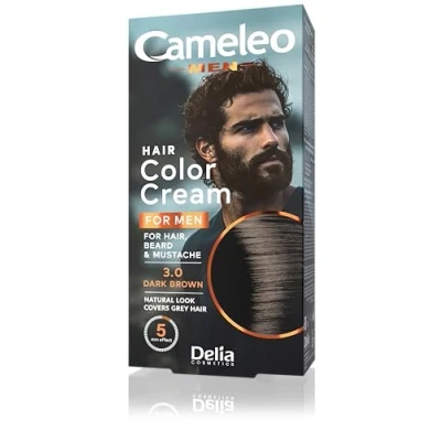 Immagine di Cameleo Men Tintura permanente per capelli colore Marrone Scuro delle orecchie, della barba e dei baffi Effetto naturale in 5 minuti Coprire i grigi 30ml