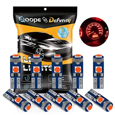 Immagine di Defvnsy Confezione da 10 LED rossi T5 W3W W1.2 W 73 74 286 17 18 27 37 70 79 85 86 2721 Luminoso 3030 Luce per cruscotto lato auto luci lampadina 12 V