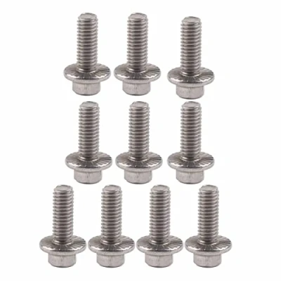 Immagine di Vite Flangiata SS304 10 Pezzi M6 Viti Flangiate Esagonali in Acciaio Inossidabile Bullone a Testa Rondella Bulloni di Fissaggio (M6*20)