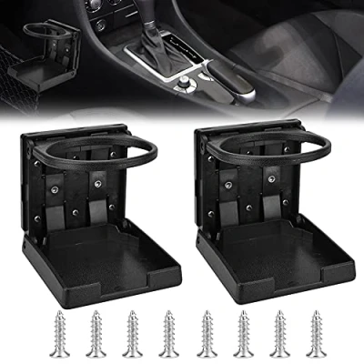 Immagine di ANTHYTA 2 Pezzi Portabicchieri Pieghevole Regolabile per Auto Portabevande Universale Plastica Automobilistici Portabottiglie Freddo e Caldo Portatile Nero