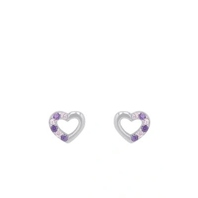 Immagine di Prinzessin Lillifee Orecchini a perno in Argento Sterling 925 per bambine, con zirconi sintetici, 0,5 cm, viola, cuore, confezione regalo, 2021106