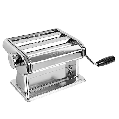 Immagine di Marcato Macchina per la Pasta, Pasta Maker, Sfogliatrice Fresca, in Acciaio Cromato, Lasagne, Fettuccine, Tagliolini. Modello: Ampia 180