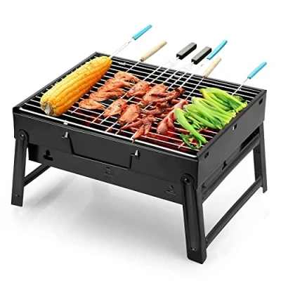 Immagine di Uten Barbecue Portatile a Carbone, Mini per 1 4 Persone, Griglia Pieghevole, L&#039;acciaio Inossidabile Rinforzato è più Resistente, da Tavolo, Giardino Terrazza Campeggio Picnic