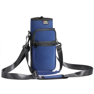 Immagine di Nuovoware 1000ml Borsa per Borraccia in Neoprene, Custodia Bottiglia con Tracolla Regolabile Maniglia, Portatile Porta Ciclismo da Escursionismo Campeggio, Indaco