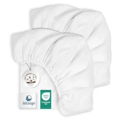 Immagine di DOLCI SOGNI Lenzuola Lettino Neonato 60x120 in Mussola Set Lenzuolino con Angoli Traspirante per Sbarre e Brandina Asilo Nido Certificato Oeko TEX 1 x Bianco +