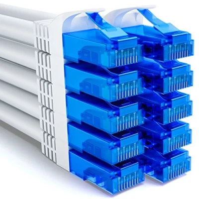 Immagine di deleyCON 10x 2m CAT6 Set di Cavi Rete U UTP RJ45 CAT 6 Cavo Patch LAN Ethernet DSL Switch Router Modem Ripetitore Pannello Bianco