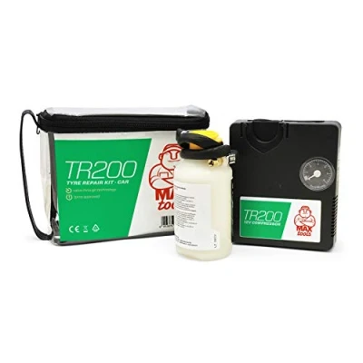 Immagine di MAXTOOLS TR200, Kit Automatico Riparazione Pneumatici Auto Medie e Monovolume, Ripara Tutti i Tipi di Foratura Gomma, Incluso Potente Compressore Aria 12V