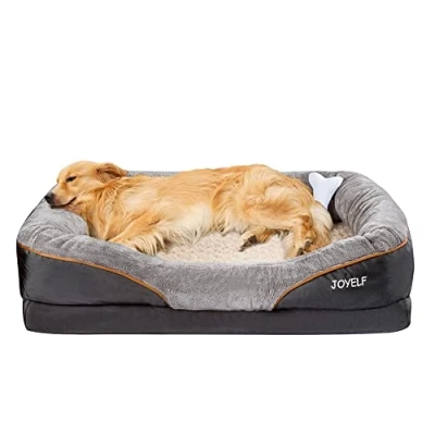 Immagine di JOYELF XLarge letto per cani in memory foam, ortopedico e divano con rivestimento rimovibile lavabile cuccia di taglia grande giocattoli squeaker come regalo