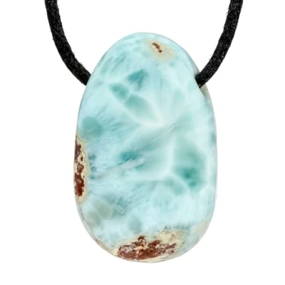 Immagine di Lebensquelle Plus Larimar Ciondolo a goccia con inclusione pietra preziosa forata nastro di cotone, Metallo,