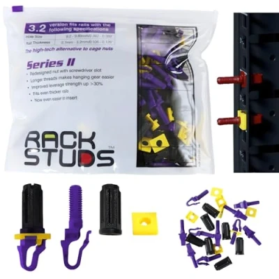 Immagine di Rackstuds P100 Montatura rack soluzione Serie II Niente più dadi a gabbia! La server semplice e sicura in da 19 Versione 100 pezzi, Viola, 3.2mm