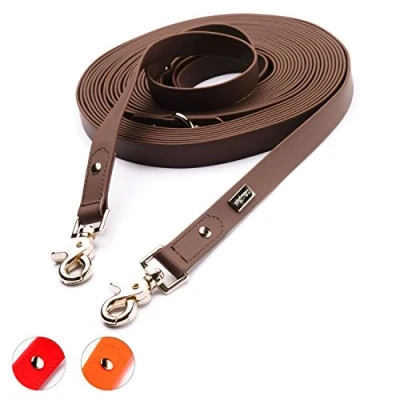 Immagine di PetTec Guinzaglio per Cani Extra Lungo 10m, Slim Edition, Sottile &amp; Resistente in Super Robusto Trioflex, Impermeabile e alle intemperie, Durevole Sicuro Marrone