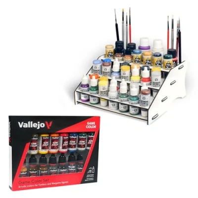 Immagine di Silu Postazione per pittura e supporto colori Vallejo + Set di 16 Vallejo, multicolore (49,60)