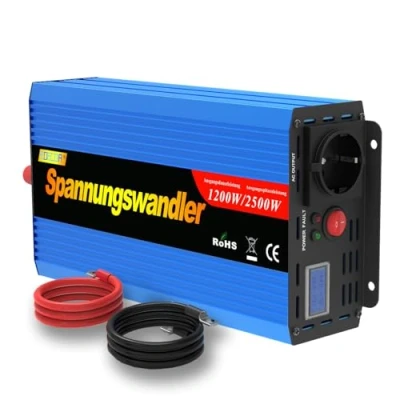 Immagine di EDECOA Inverter 12v 220v Power 1200w e LCD Convertitore di Potenza Onda Modificata DC in AC 230v Schermo Display (1200w 12v)