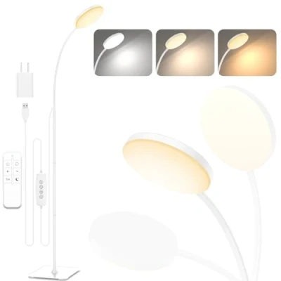 Immagine di Mojimdo Lampada da Terra con Telecomando, Lettura LED Slim a Piedi, Luce Collo d&#039;Oca Flessibile Regolabile Dimmerabile per Camera Letto, Ufficio, Soggiorno Bambini