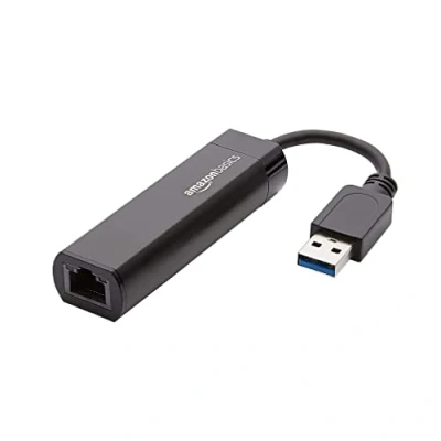Immagine di Amazon Basics Adattatore internet Ethernet, USB 3.0 a 10/100/1000 Gigabit, Nero